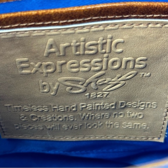 Sharif Artistic Expressions Crossbody Bag Hand Painted Leather Winter Wonderland - Picture 9 of 15